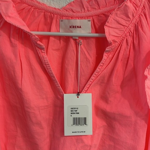 XIRENA Pink Ruffled Bex Top Size Small NWT 100% Cotton - Picture 3 of 5